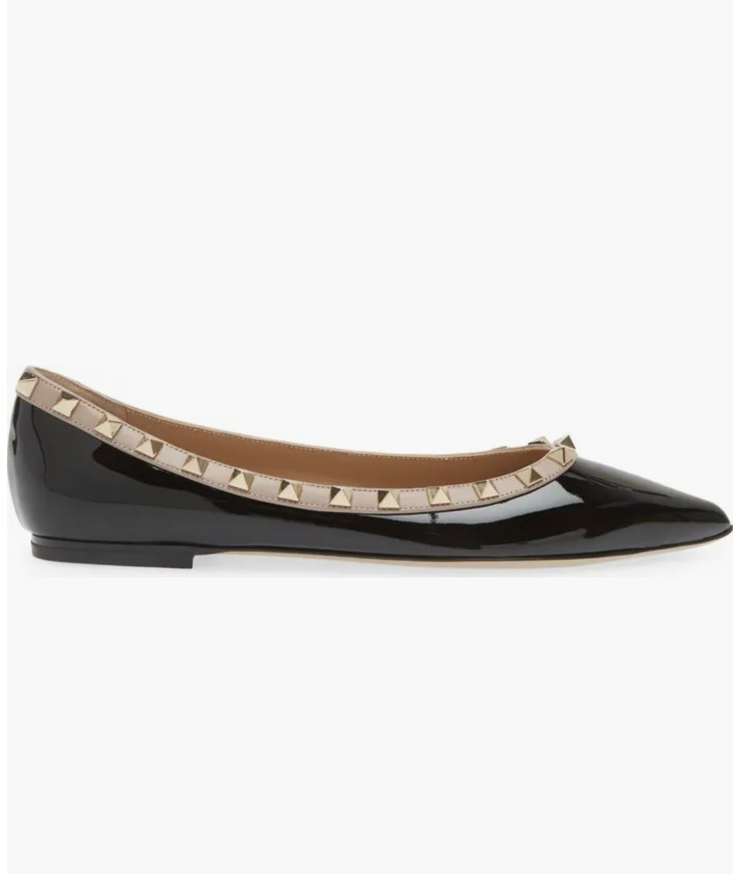 Valentino - Rockstud Pointed Toe Ballerina Flat