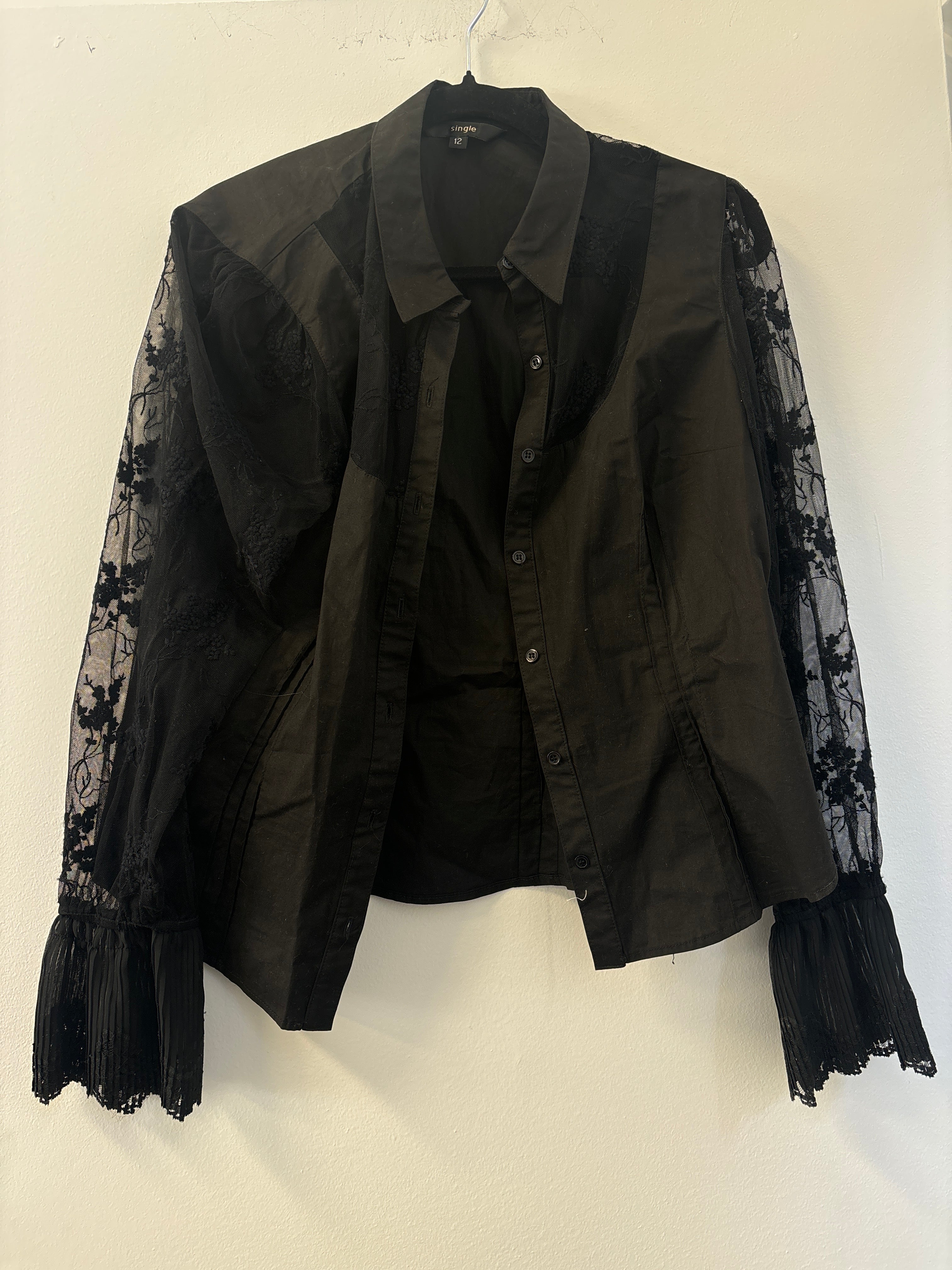 SINGLE black lace detailed blouse