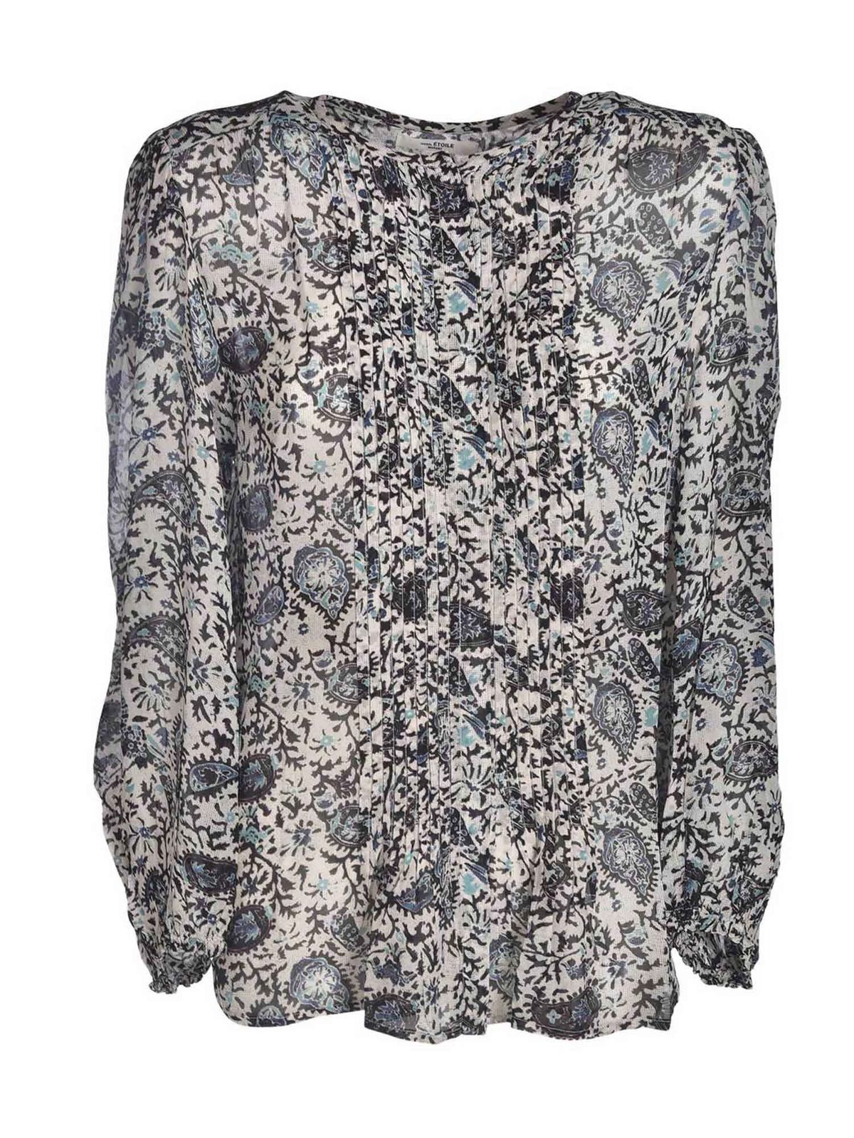 Isabel Marant Etoile Lace-Up Blouse Liliana White/Blue Paisley Print
