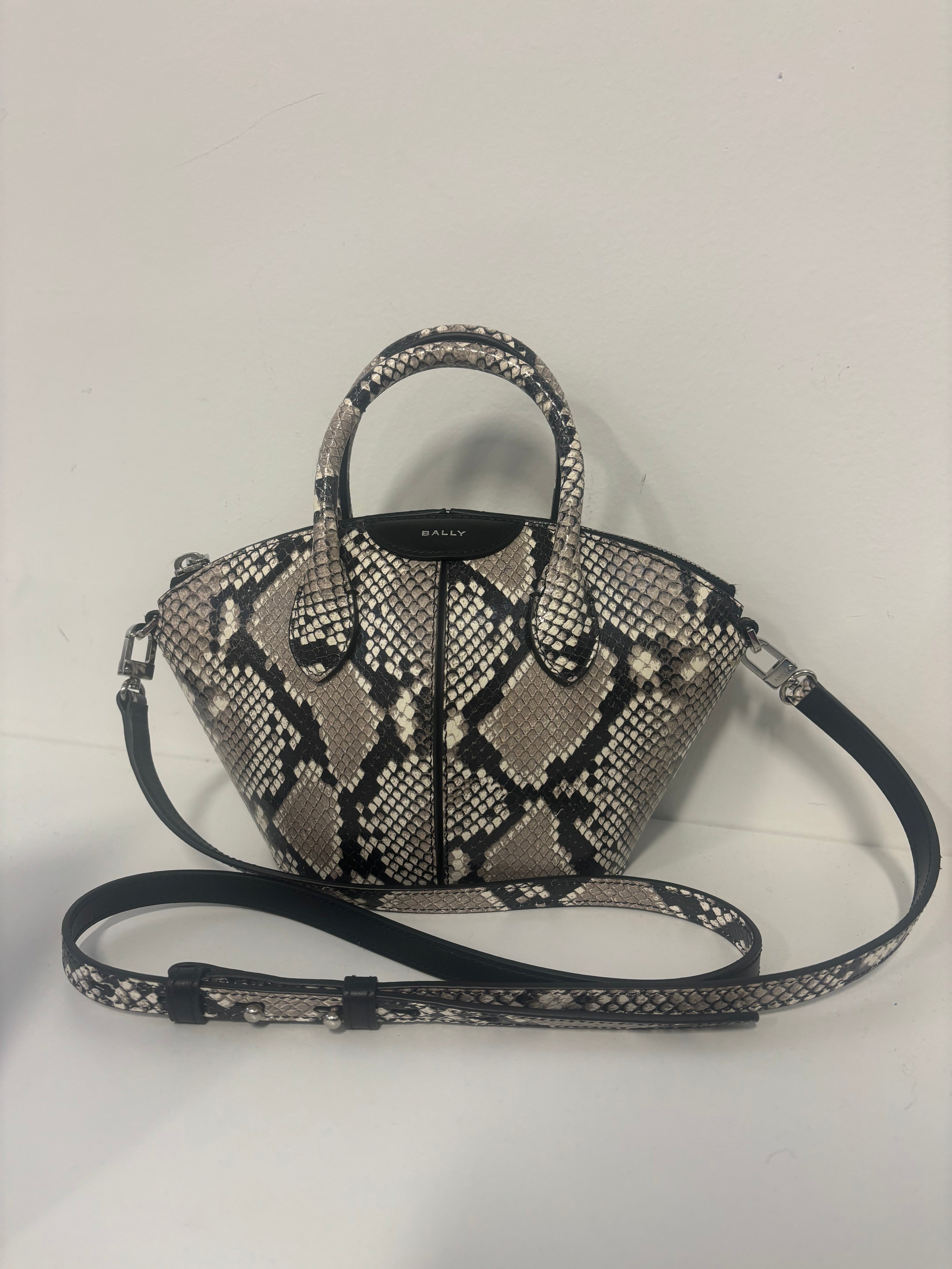 BALLY belle leather snake skin print mini bag