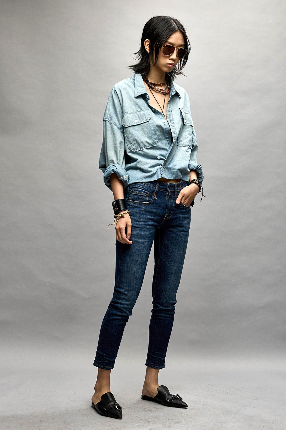 R13 Biker Boy Jeans in shade Howell Indigo