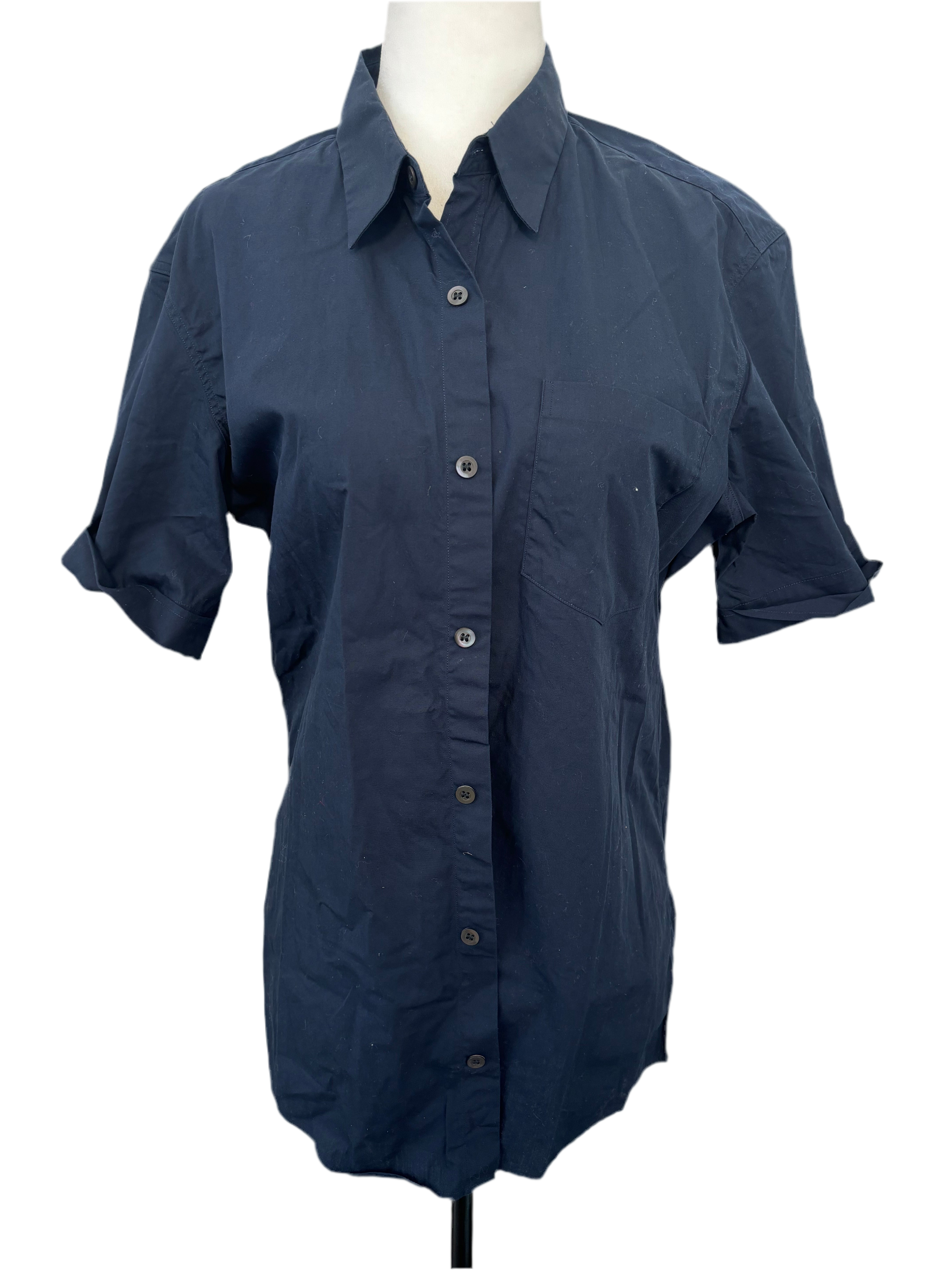 DRIES VAN NOTEN navy short sleeve button up