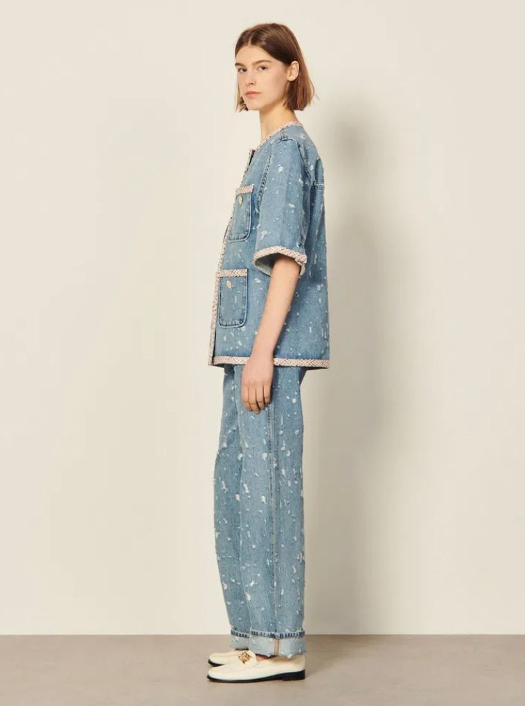 SANDRO
Short-Sleeved Denim Jacket