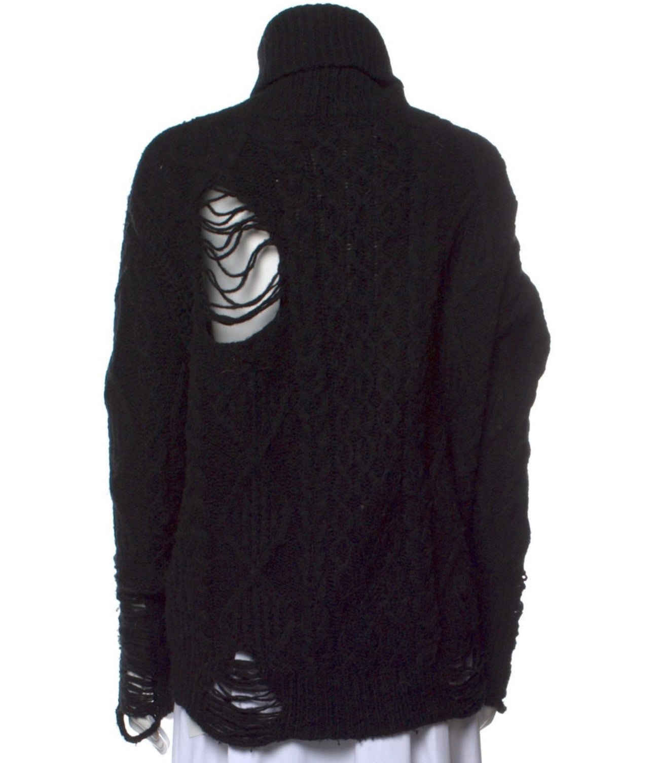NSF - Black Distressed Wool Turtleneck