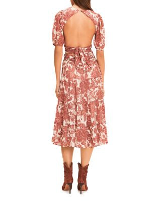 BA&SH 2 piece wrap top & skirt red florals
