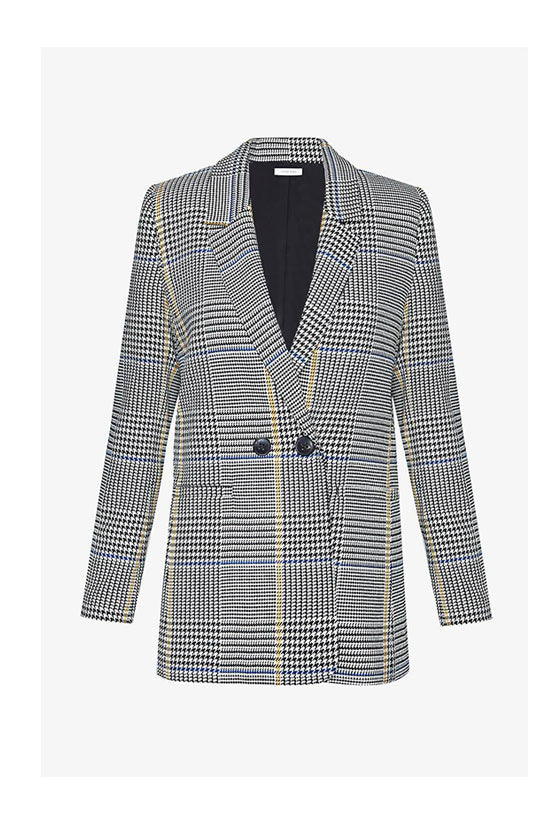 ANINE BING Madeline Blazer in blue/marigold houndstooth