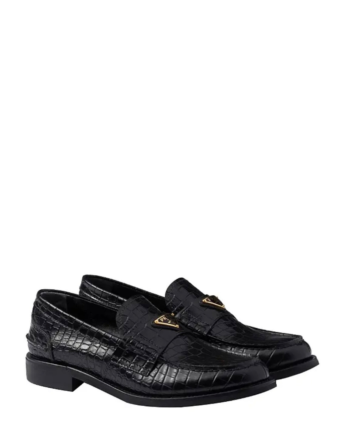 Prada croco-print leather loafers