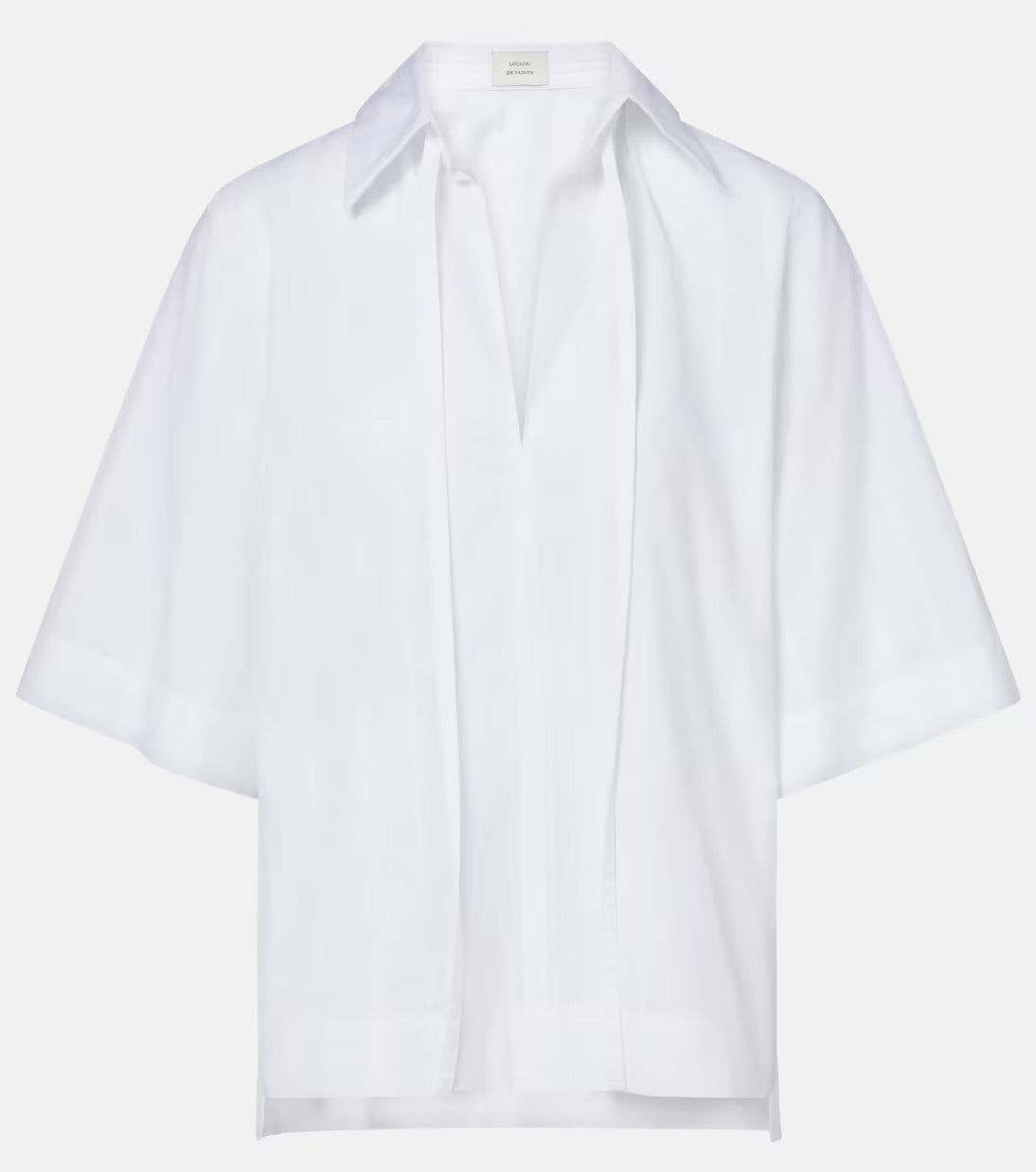 LOULOU DE SAISON WHITE COLLARED SHORT-SLEEVE OVERSIZED BLOUSE AND PANTS