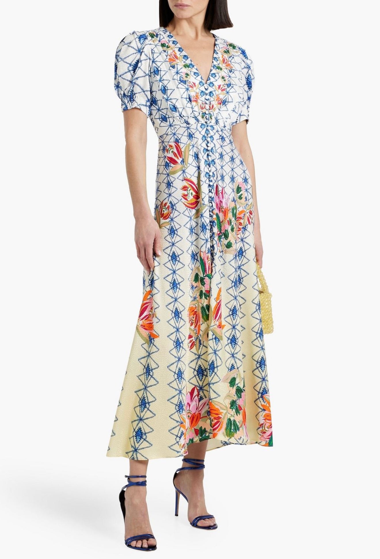 SALONI - Lea Printed Silk-Jacquard Maxi Dress
