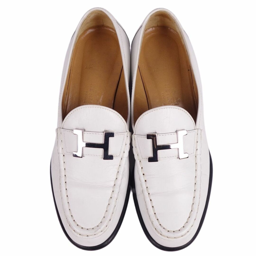 Preloved HERMES white loafers