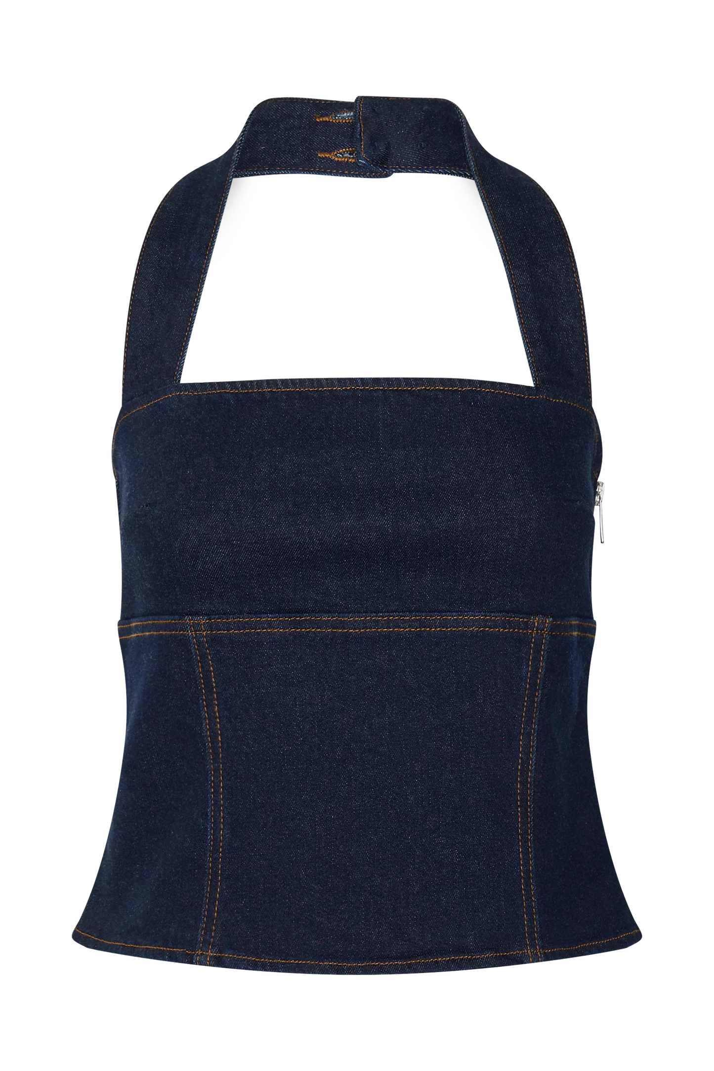 MESHKI Dayna denim halter top