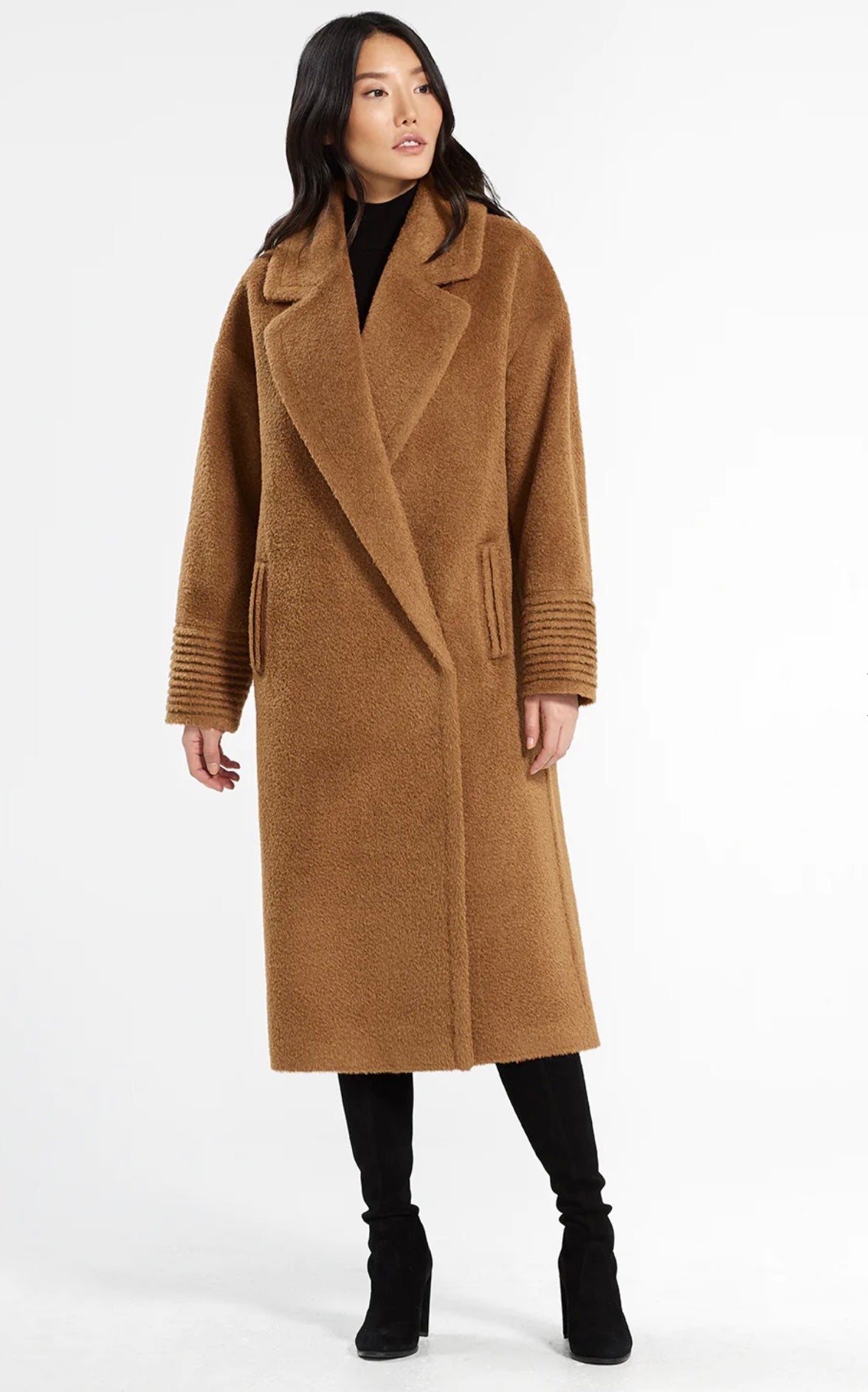 SENTALER - BOUCLÉ ALPACA LONG OVERSIZED NOTCHED COLLAR COAT