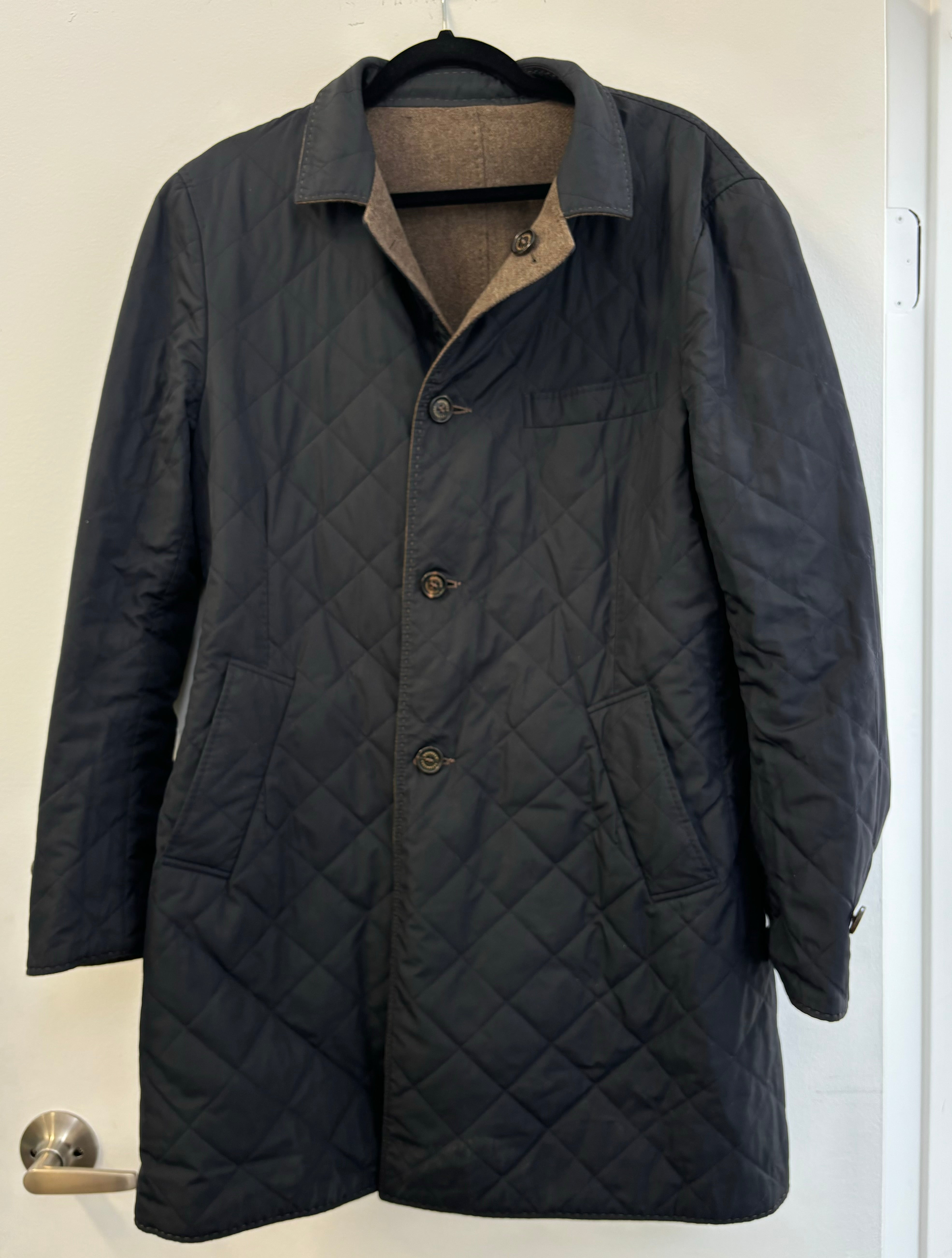 BRUNELLO CUCINELLI reversible brown/navy wool jacket