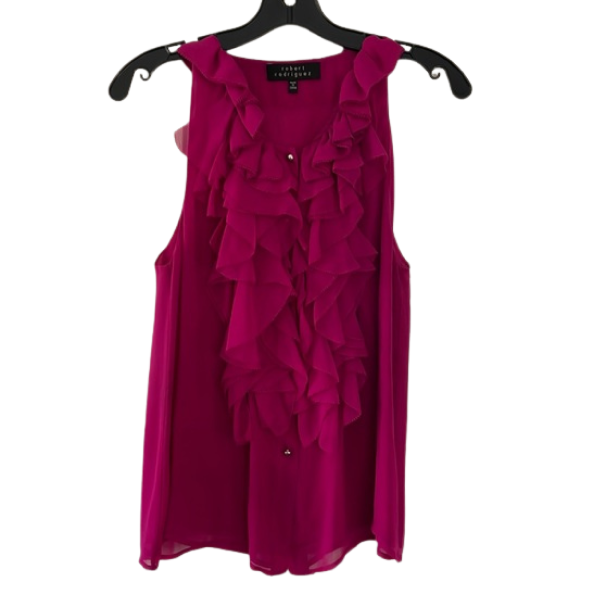 ROBERT RODRIGUEZ fuchsia chiffon ruffle blouse