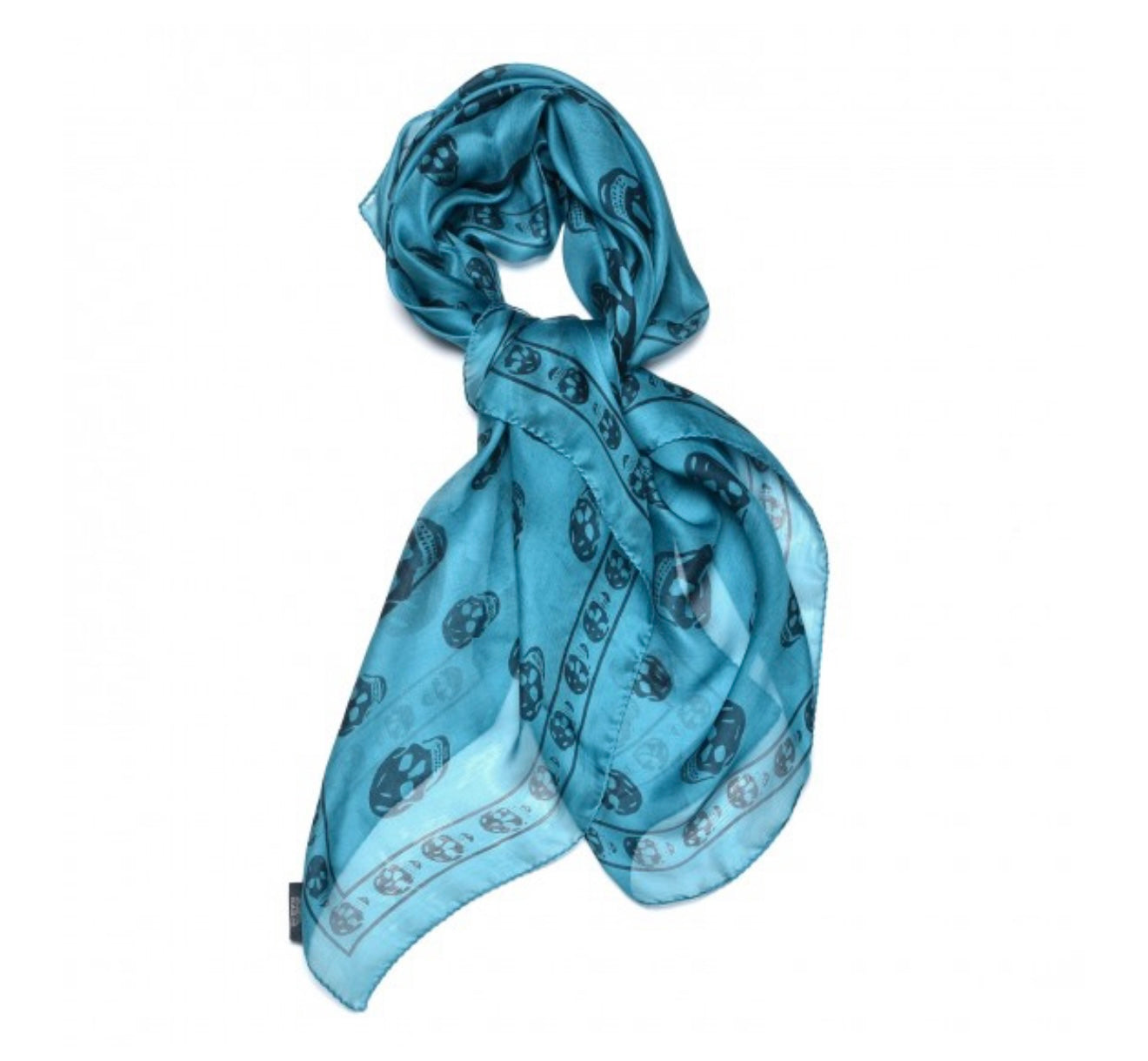 ALEXANDER MCQUEEN
Silk Chiffon Skull Scarf Petroleum Blue
