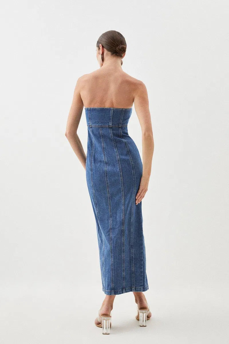 Raey Denim Strapless Maxi Dress