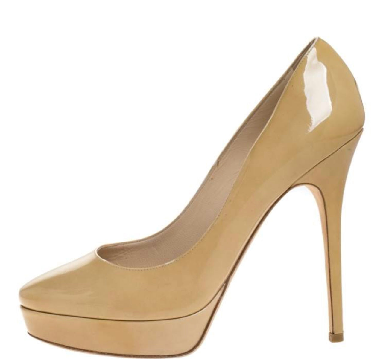 Jimmy Choo - Cream Patent Leather Cosmic Platform Pumps