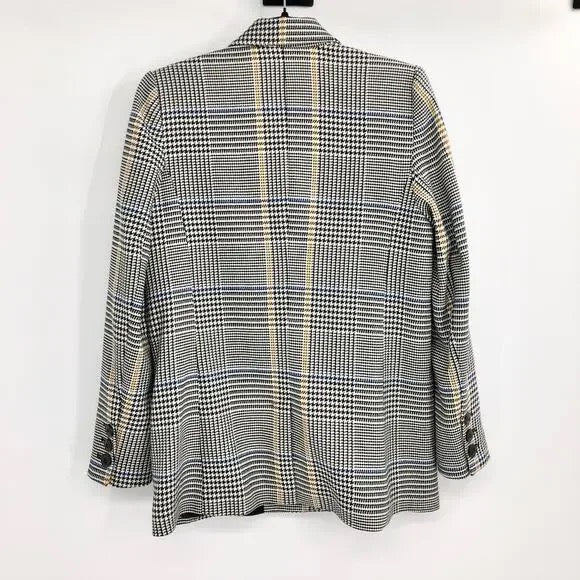 ANINE BING Madeline Blazer in blue/marigold houndstooth