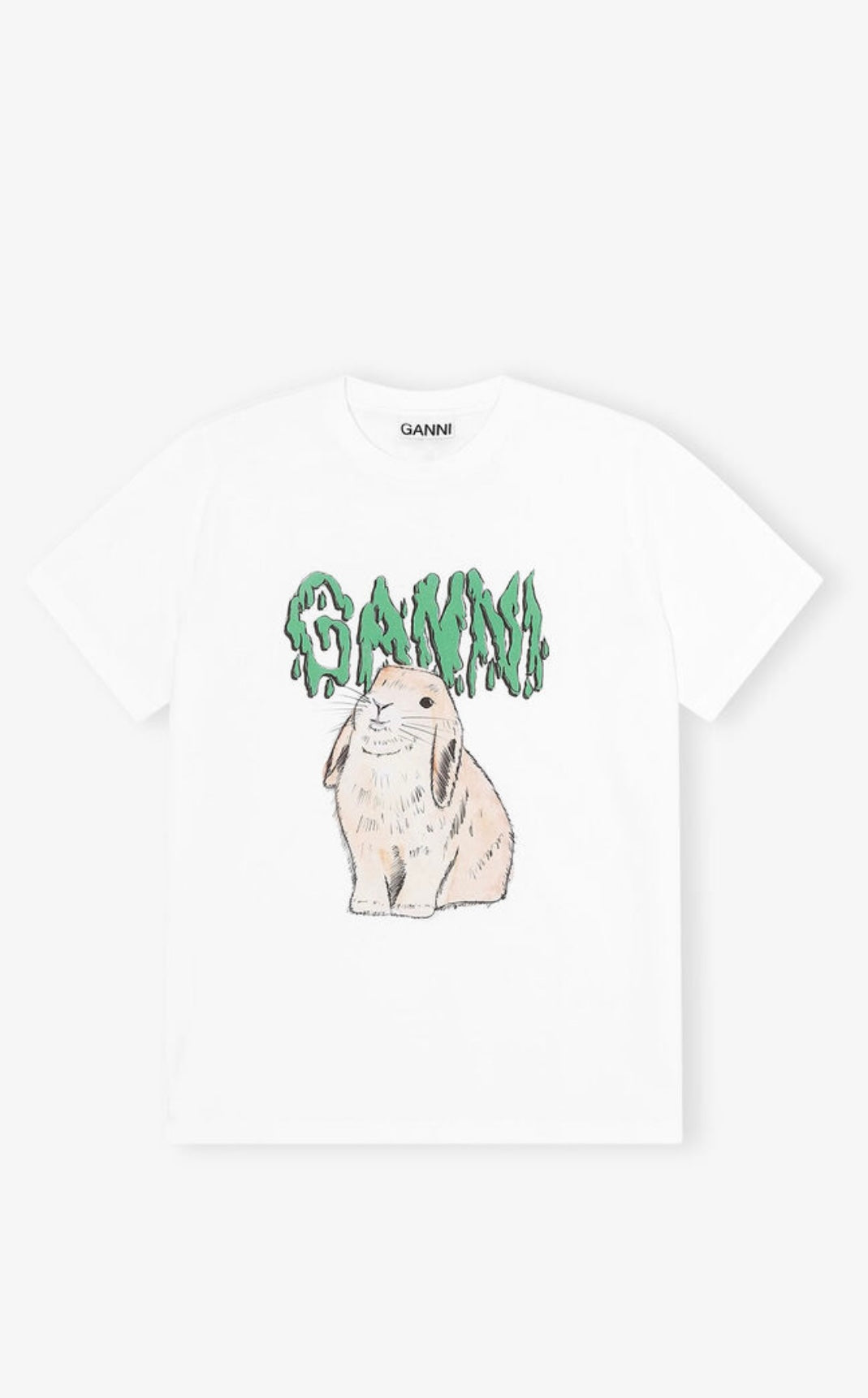 GANNI - White Graphic Bunny Jersey T-shirt