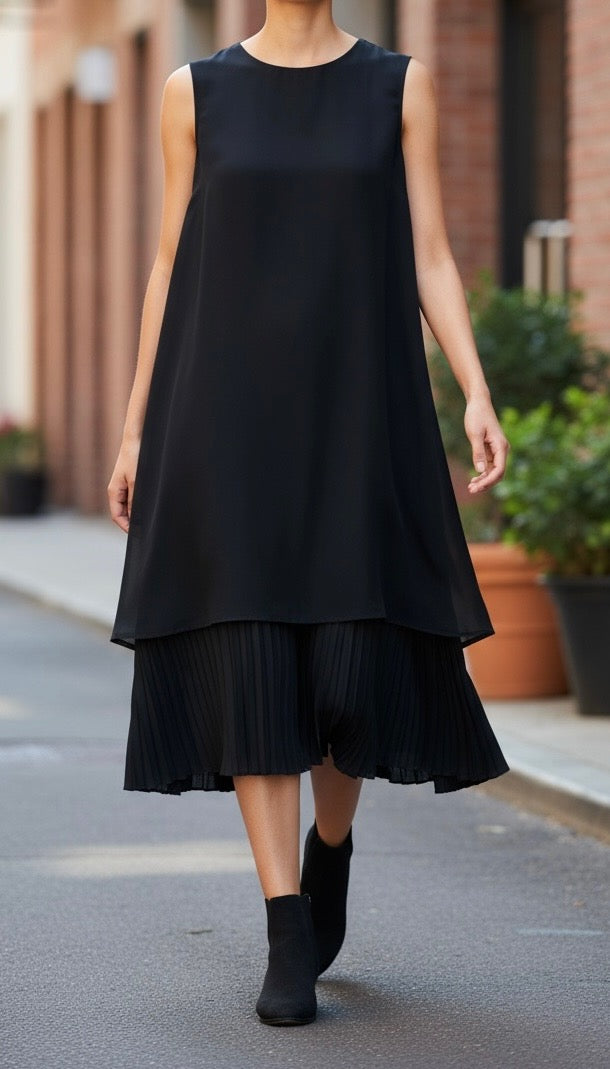 NOIR KEI NINOMIYA black dress with pleats