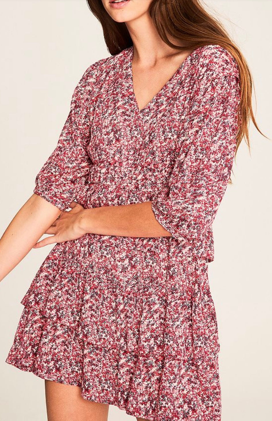 BA&SH
Ba&Sh Nina Floral Print Tiered Dress In Fuchsia