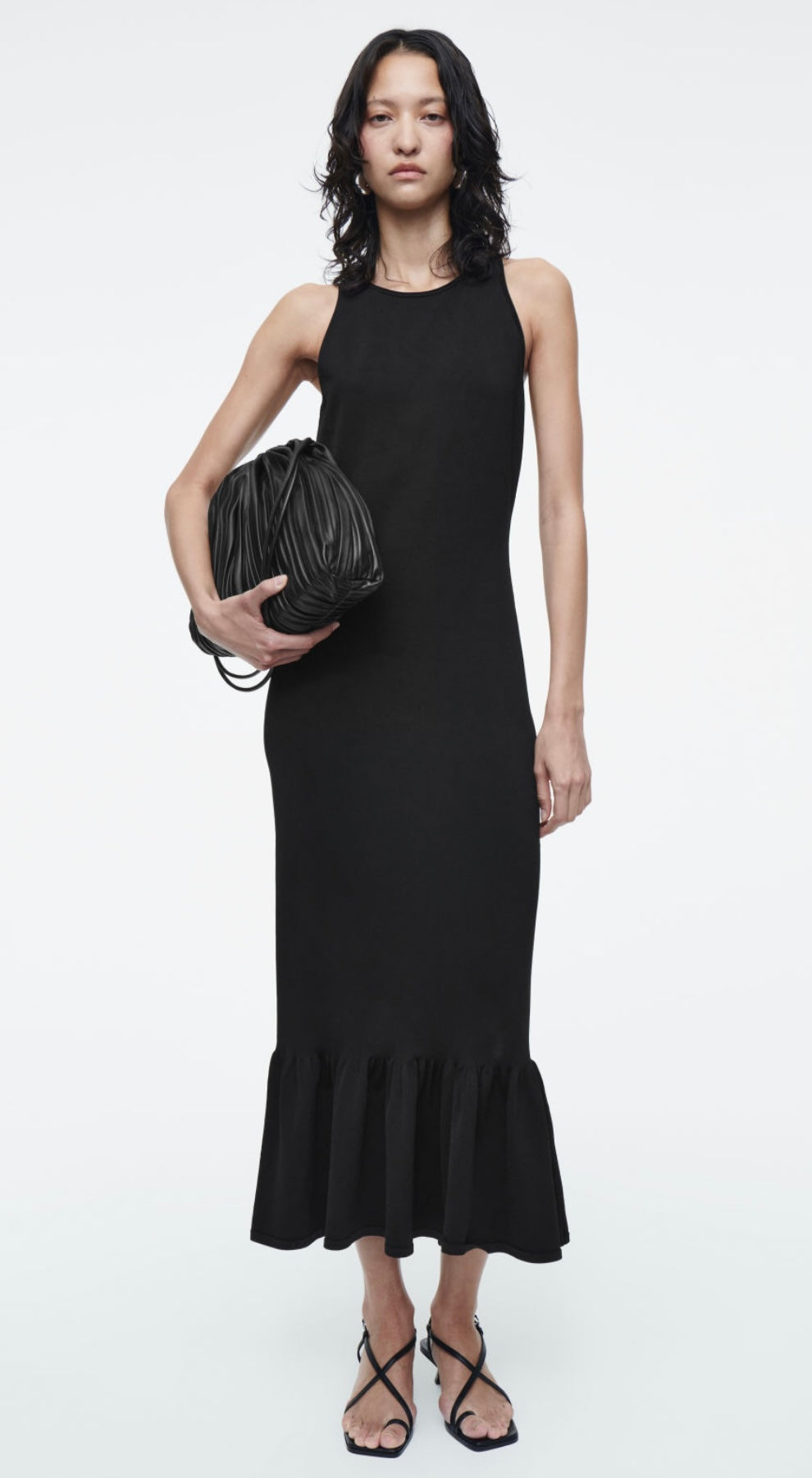Sleeve Cos Ruffle Dress COS Knitted Ruffled-Hem Midi Dress