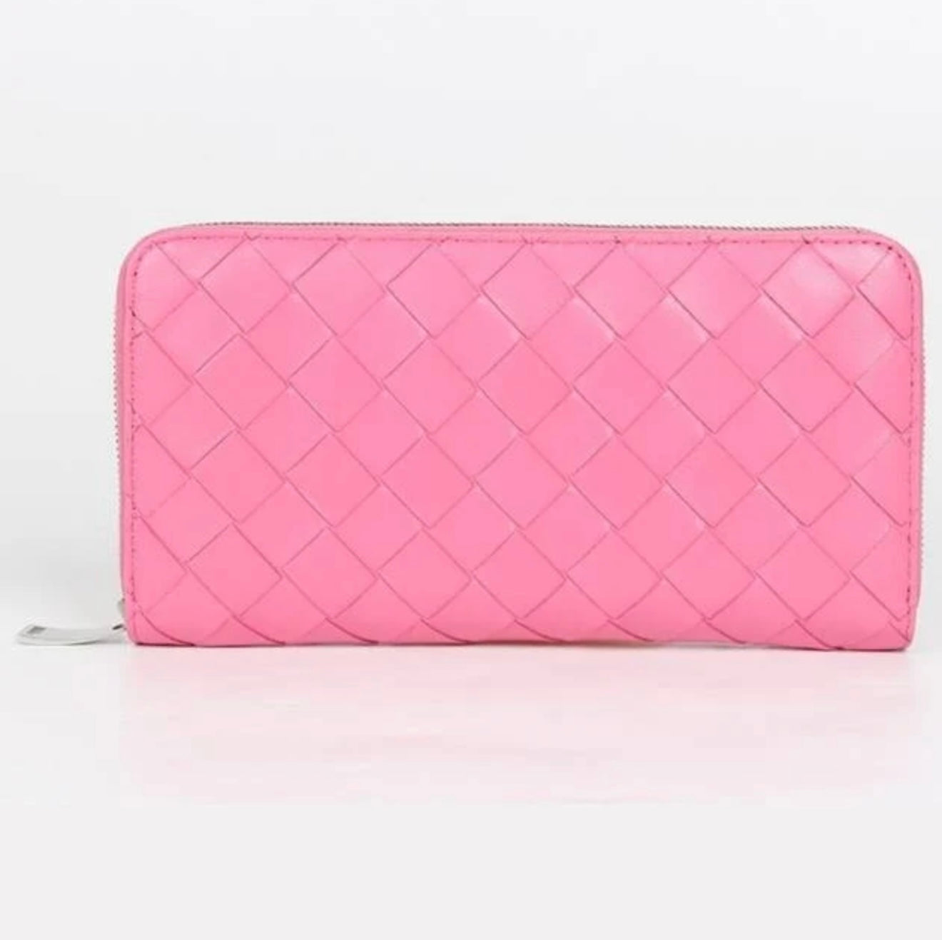 Bottega Veneta - Intrecciato zipper around long wallet pink