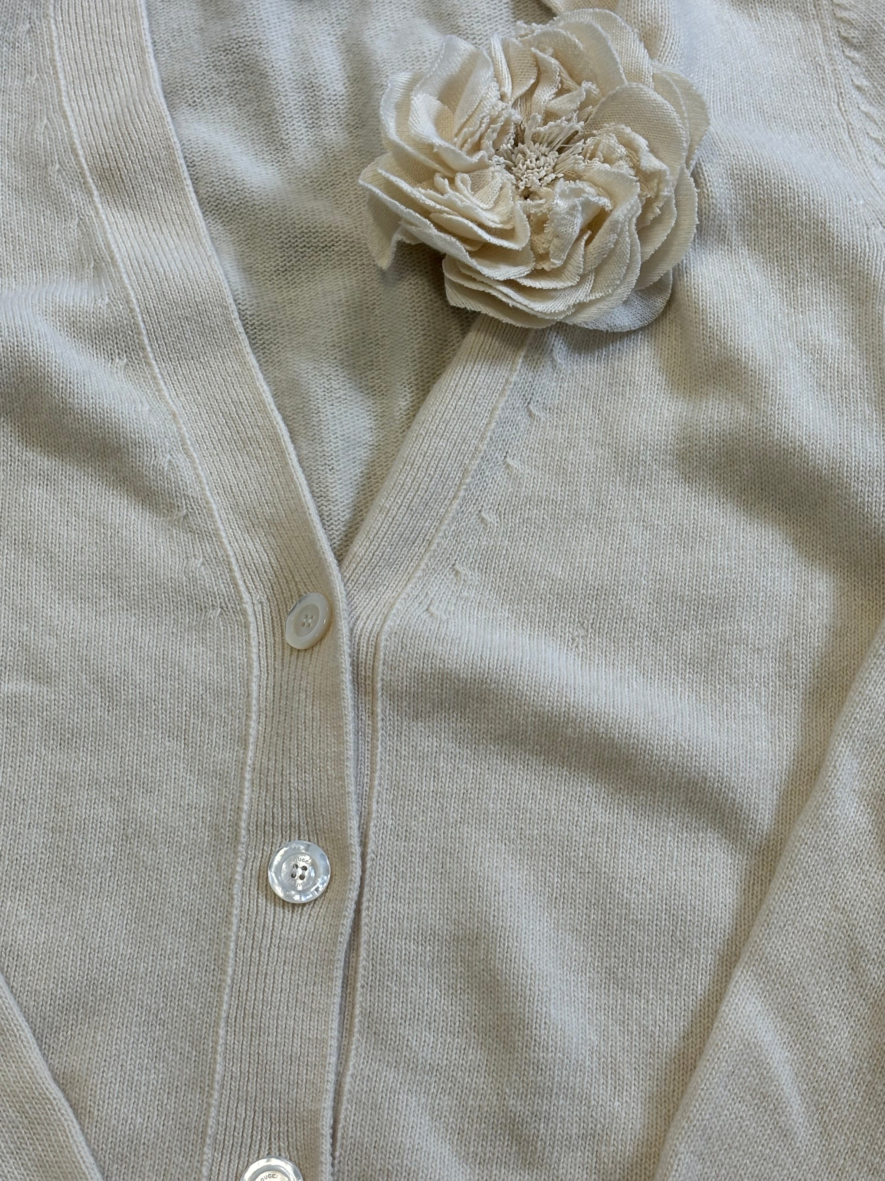 GUCCI cream cardigan with broche