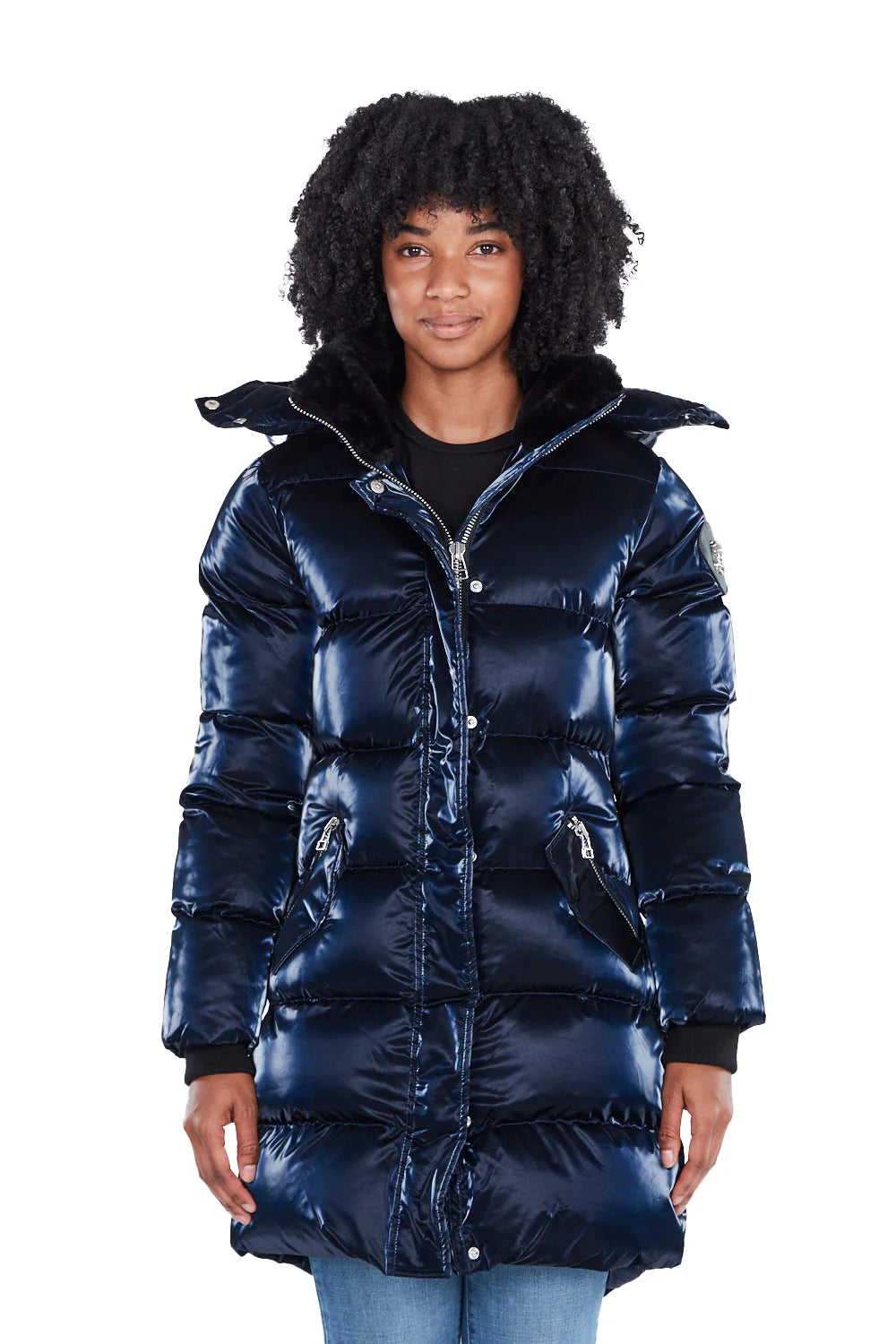 WOODPECKER shiny coat blue jacket