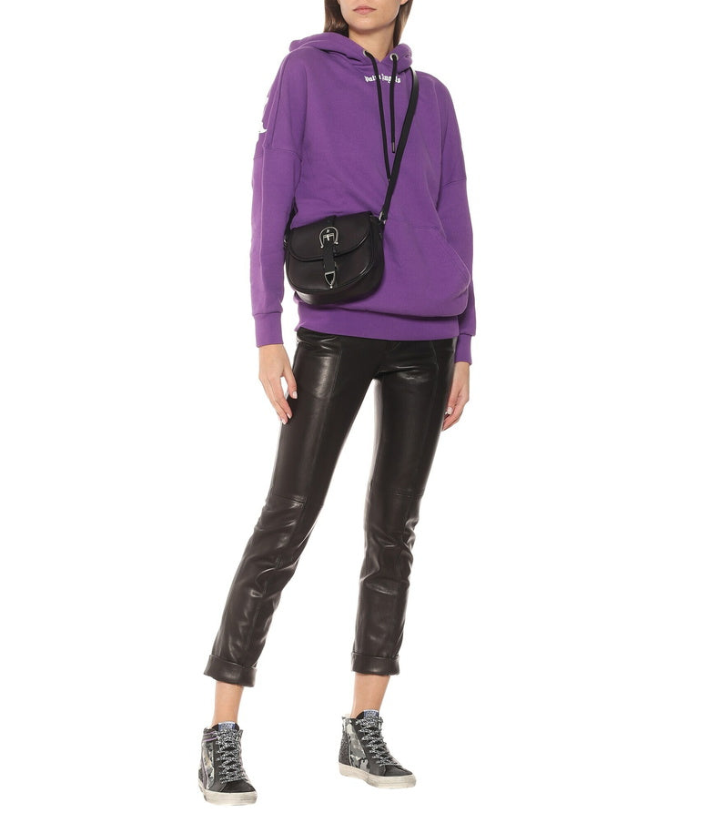 GOLDEN GOOSE high top sneakers, black camo and sparkles, purple stripe