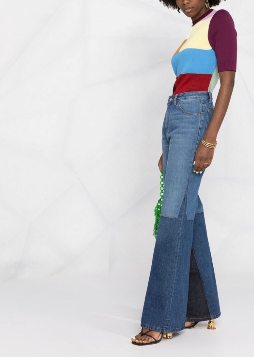 Victoria Beckham Two-Tone Flared Jeans