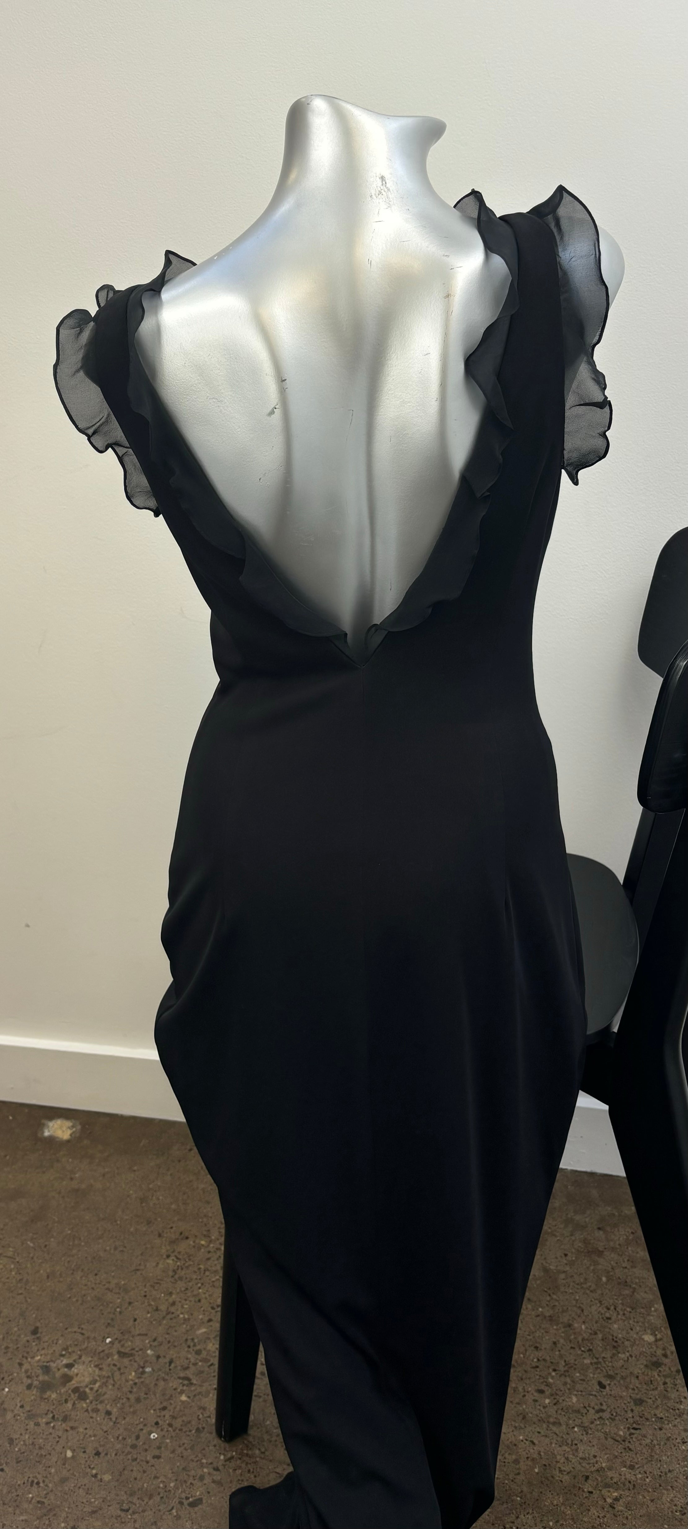 PHOBE black gown with ruffles