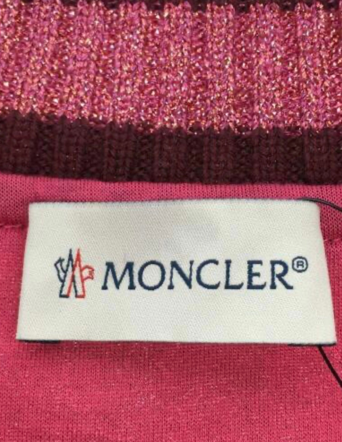 MONCLER - two-tone hot pink sweater with glitter details