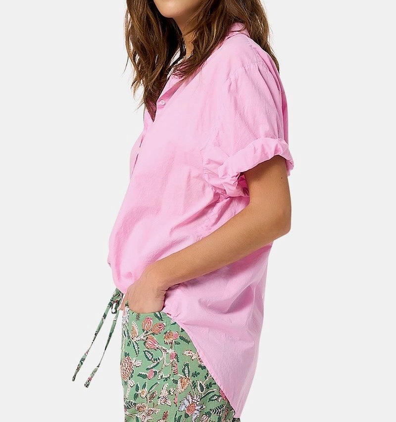 XIRENA pink button up tshirt