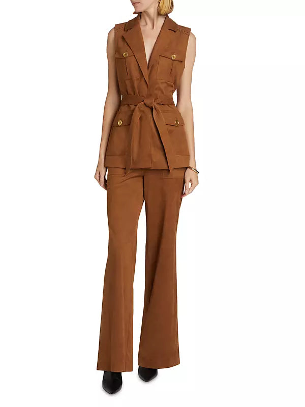 Ramy Brook Austin Faux-Suede Tie-Waist Vest and Pants
