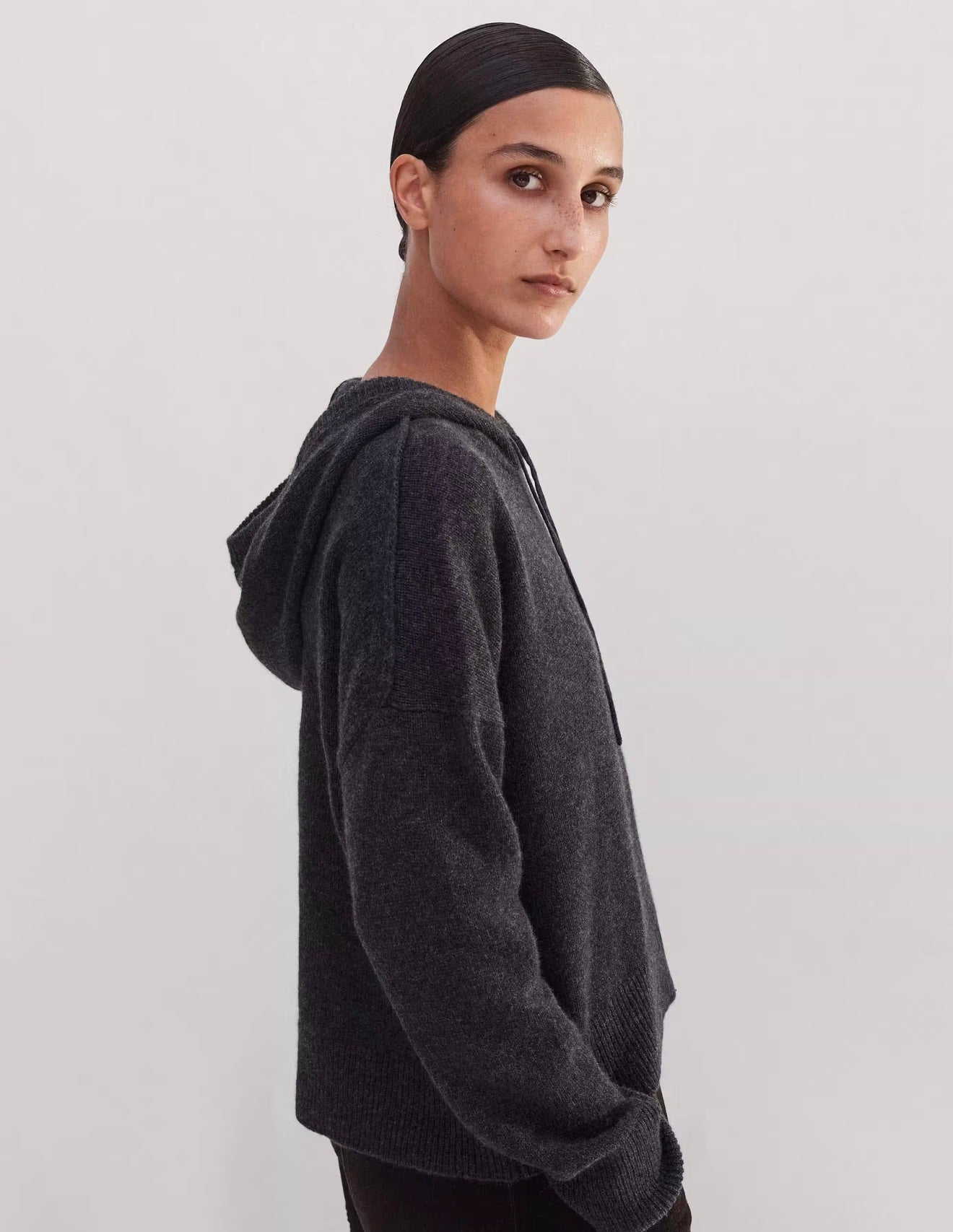 ME + EM charcoal cashmere hoodie