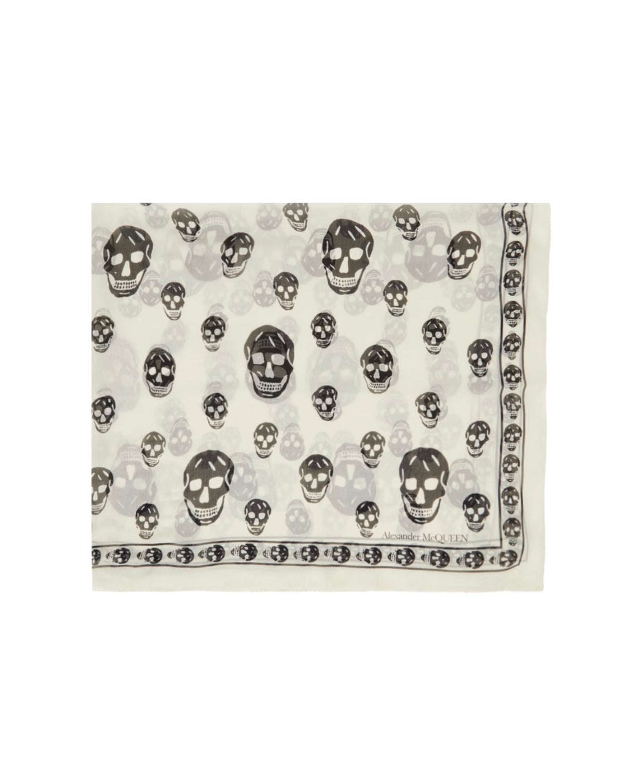 ALEXANDER MCQUEEN
Off-White & Black Silk Skull Scarf