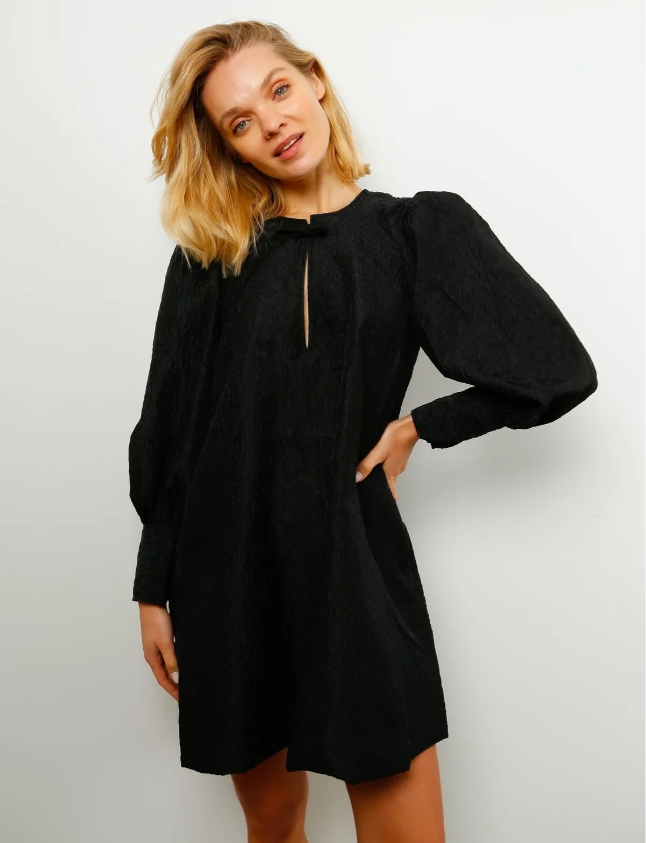 GANNI - Jacquard Organza Midi Dress in Black