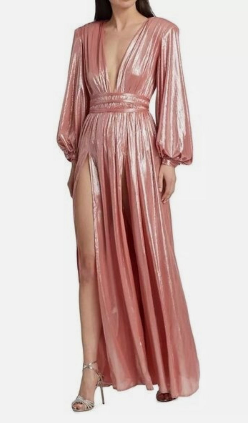 Bronx and Banco Zoe Billowy
-Sleeve V-NECK Gown