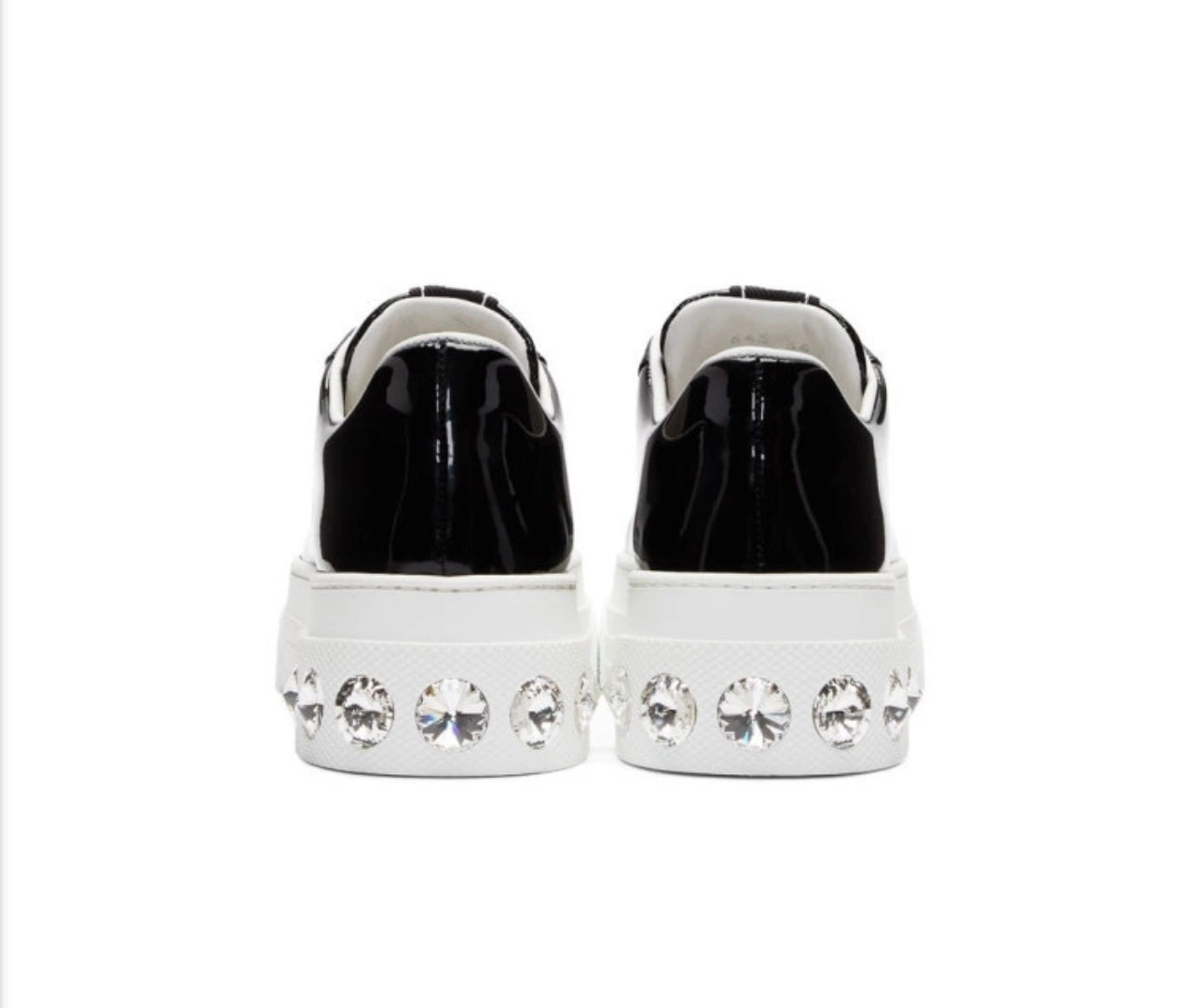 Miu Miu Black Patent Crystal Platform Sneakers