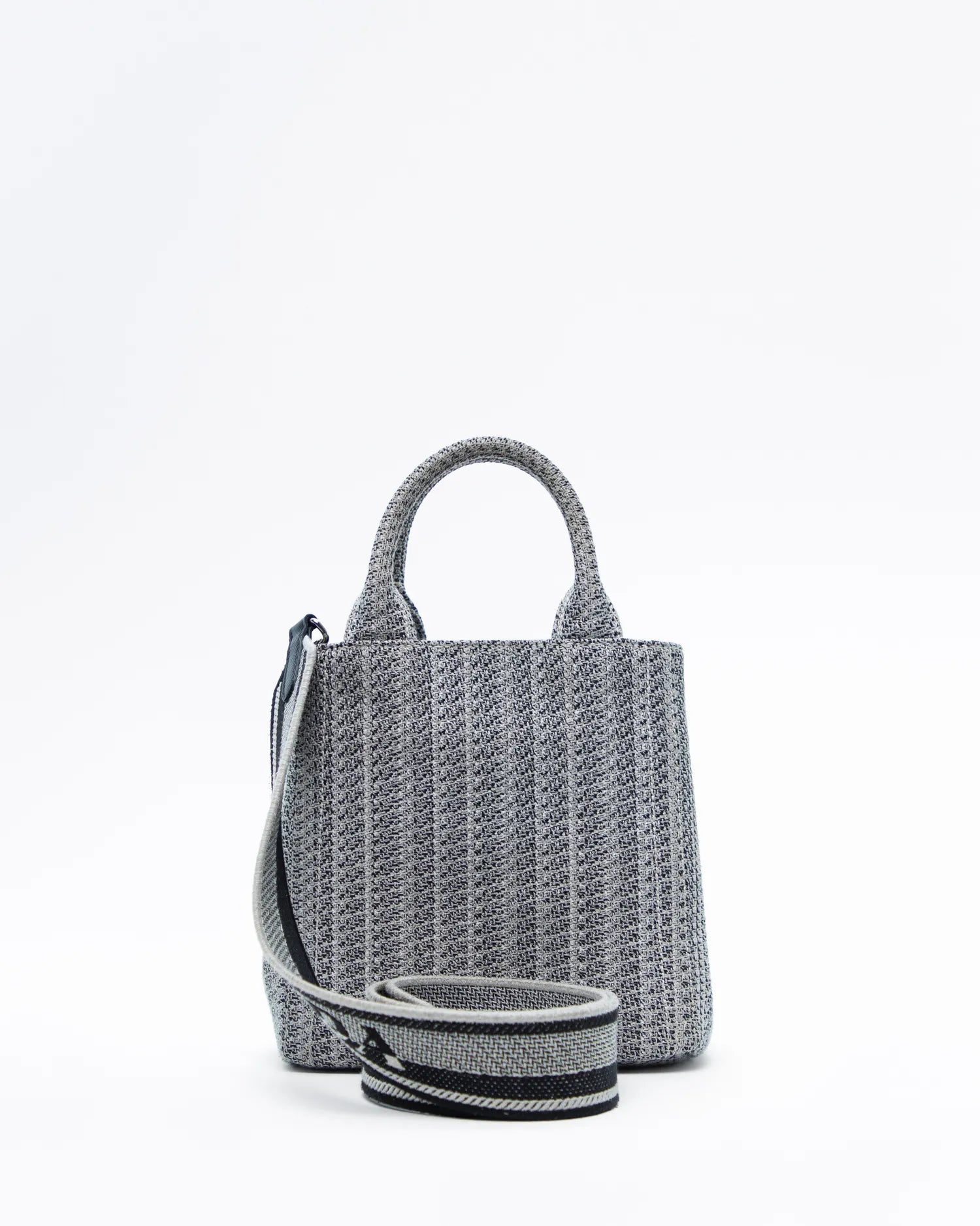 PRADA woven jacquard drill handbag with crossbody strap