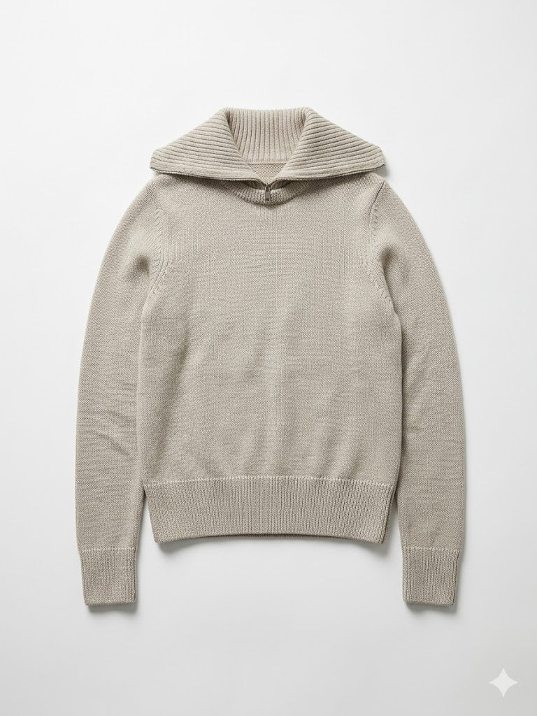 DRIES VAN NOTEN taupe half zip sweater