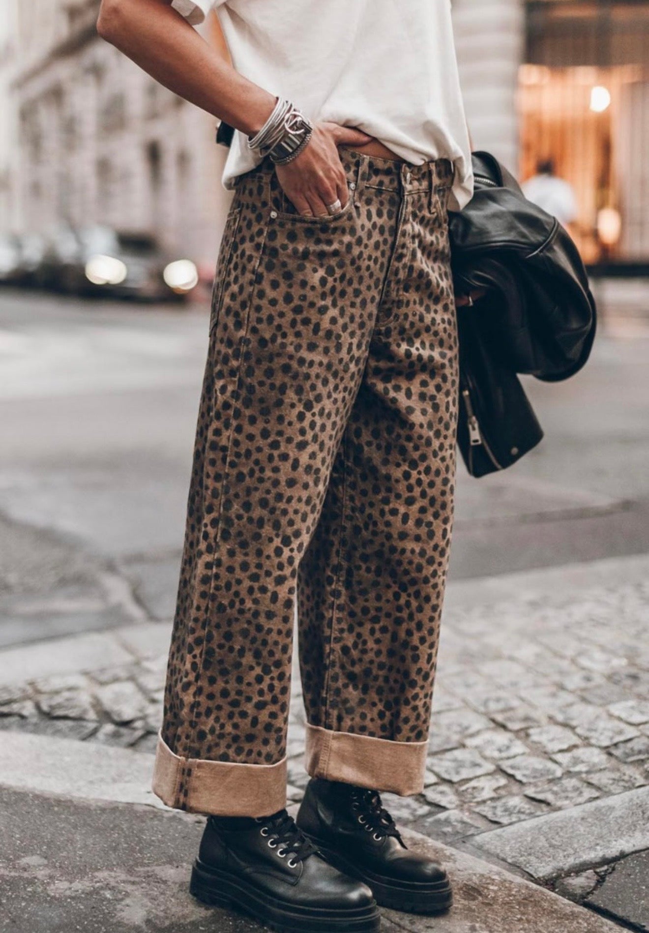 Mikuta Brown Leopard Baggy Jeans