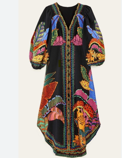 Farm Rio Black Cool Leopards Maxi Dress