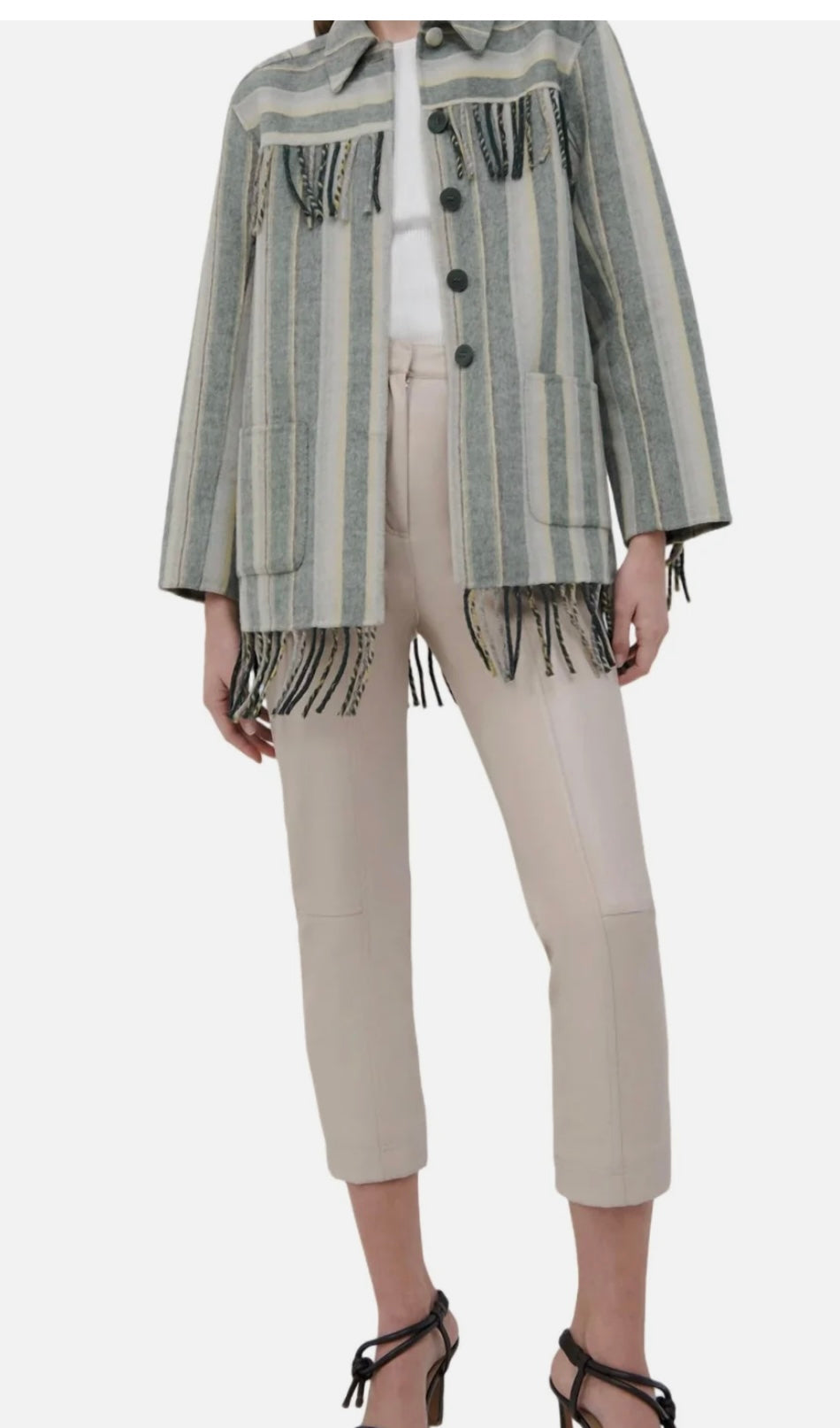 JONATHAN SIMKHAI -
Pierre Wool Shirt Jacket In Cypress Stripe