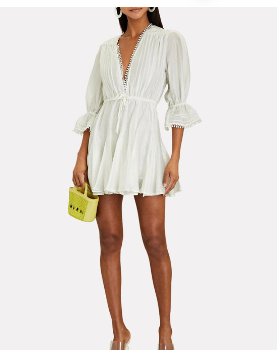 SABINA MUSAYEV -
Harbor Crochet-Trim Mini Dress