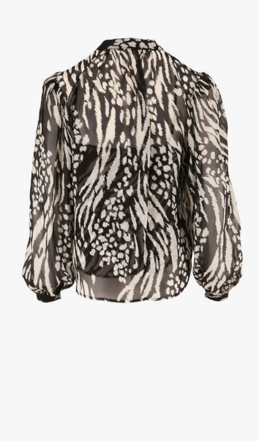 VERONICA BEARD - Ashlynn Black & Bone Printed Silk Blouse