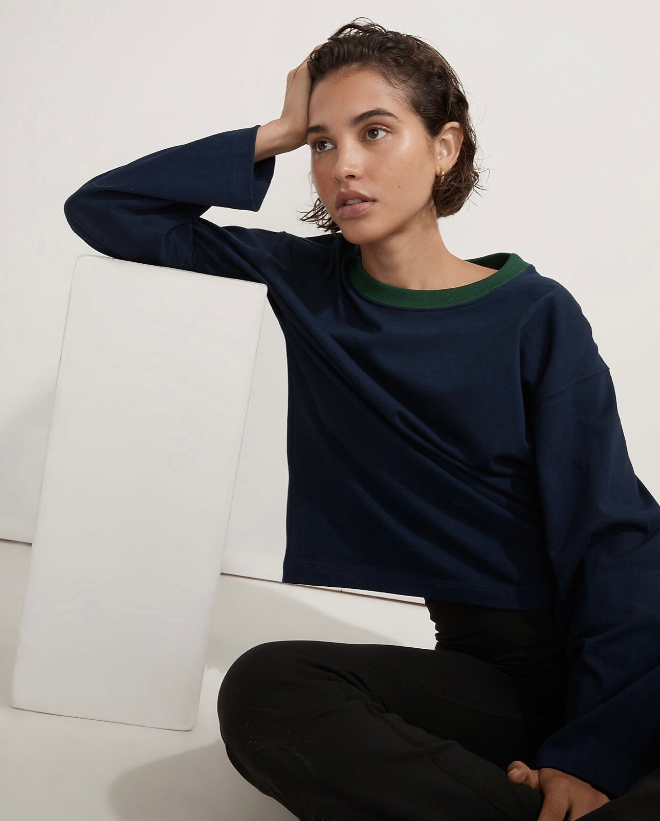 Donni Bi-Color Ringer Long-Sleeve Tee