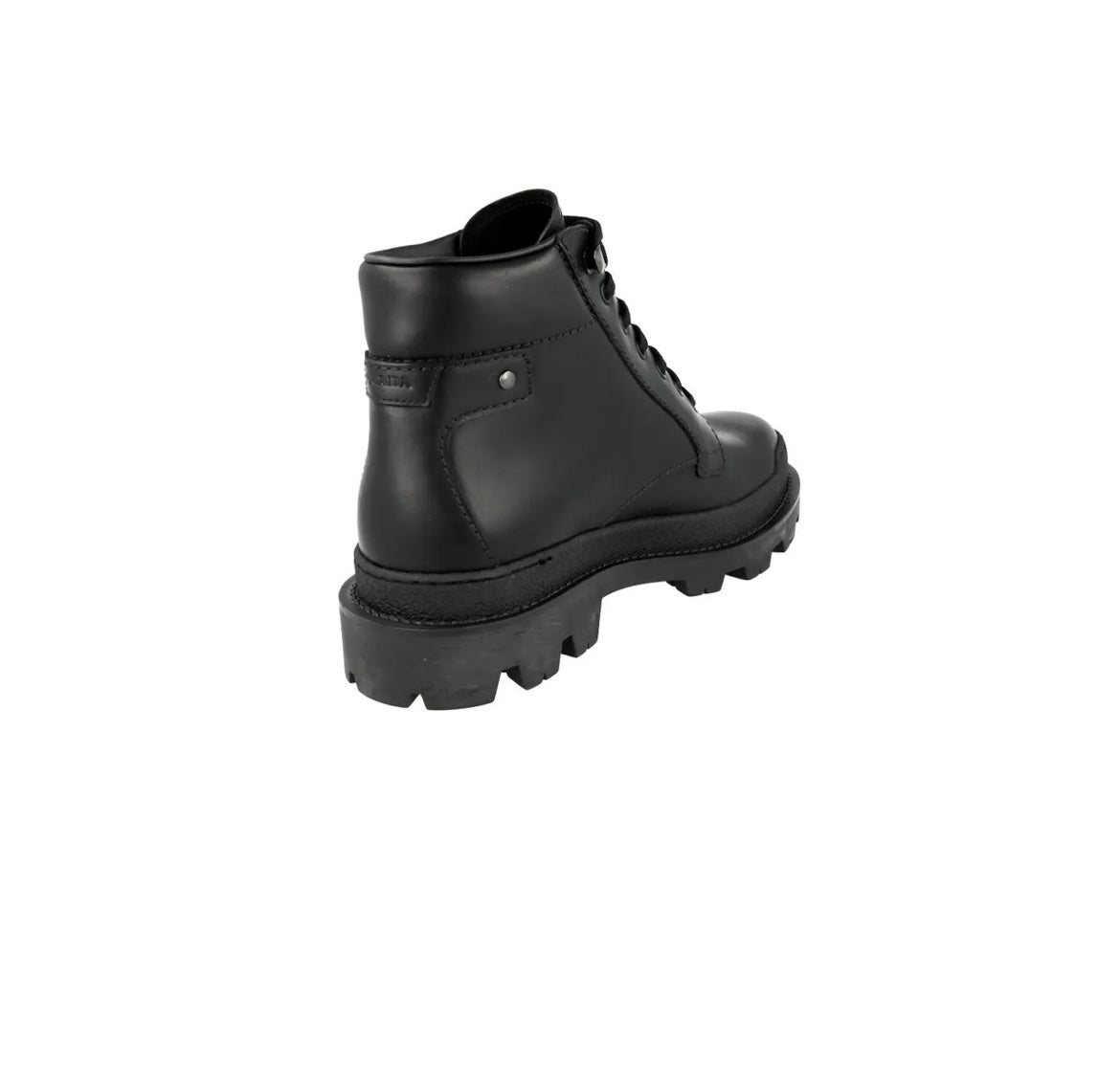 Pre-Loved PRADA MENS monoloth black leather lace-up boots