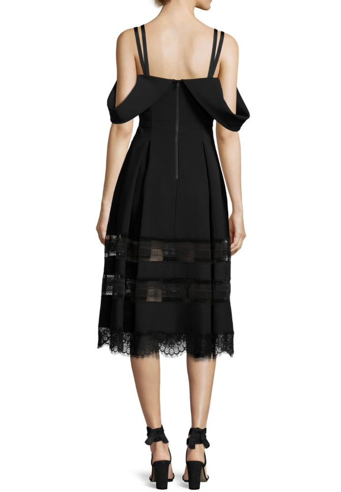 Self Portrait - Drape Shoulder Midi Dress